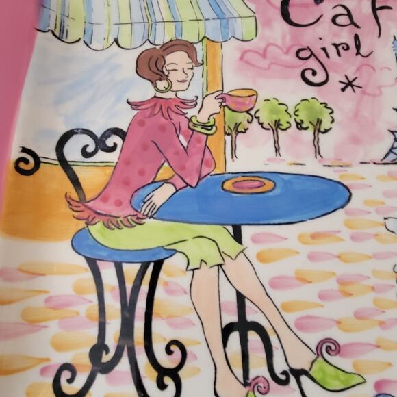 Jennifer Brinley Dinner Plates Cafe Girl  Set of Two SEE Below - Picture 3 of 8